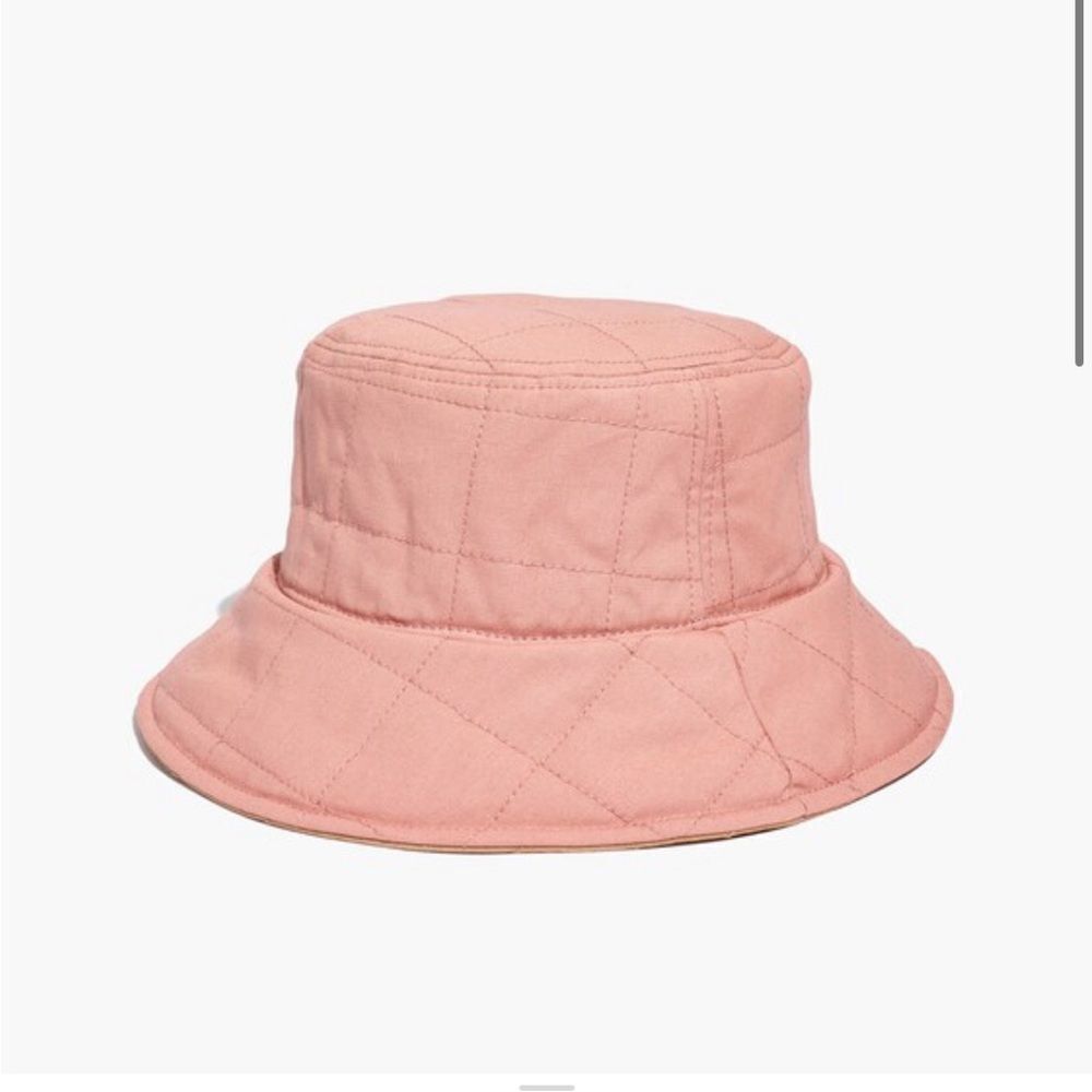 Madewell Reversible Quilted Bucket Hat in dusty blush NWT M/L